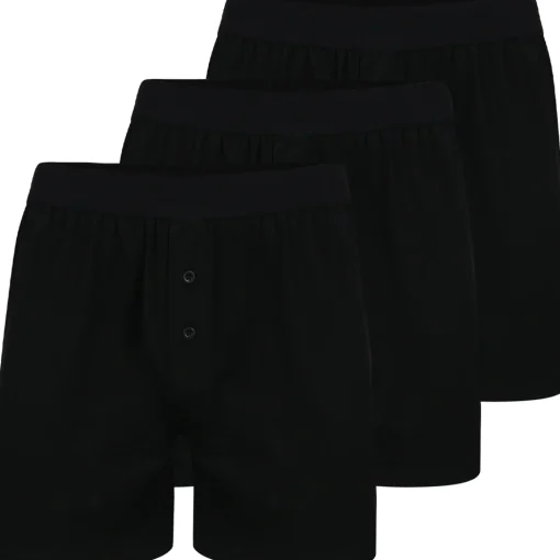Discount Bigdude 3 Pack Loose Boxer Shorts Black Underwear
