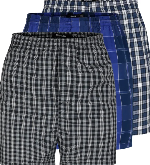 Online Bigdude 3 Pack Woven Boxer Shorts Navy Underwear