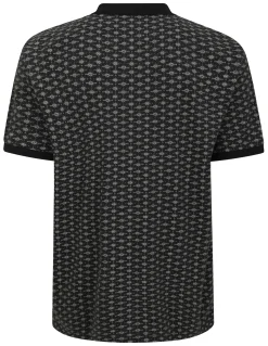Online Bigdude AOP Geometric Zipped Polo Charcoal Polo Shirts