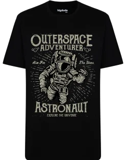 Best Bigdude Astronaut Print T-Shirt Black Tall T-shirts