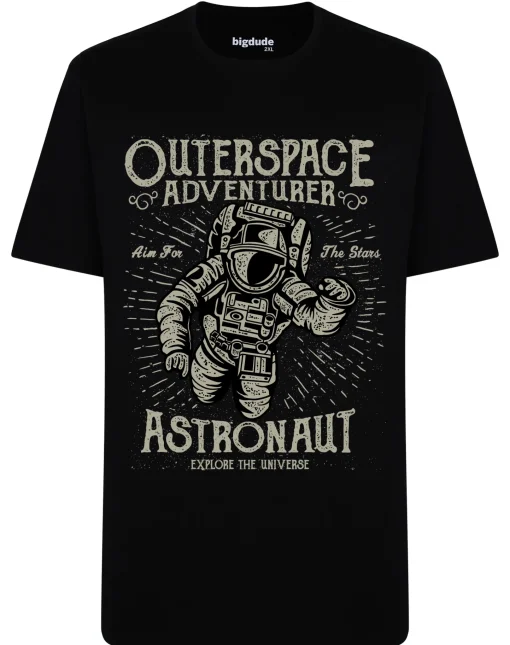Best Bigdude Astronaut Print T-Shirt Black Tall T-shirts