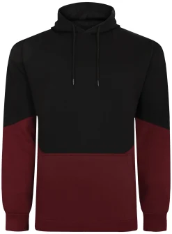 Clearance Bigdude Block Panel Hoody Black/Burgundy Hoodies