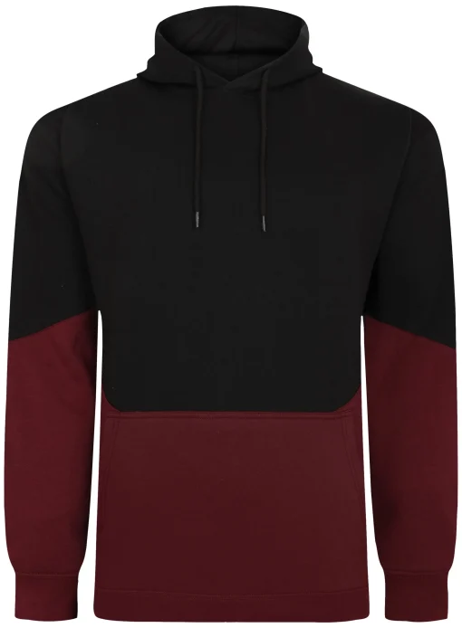 Clearance Bigdude Block Panel Hoody Black/Burgundy Hoodies