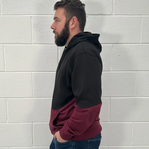 Clearance Bigdude Block Panel Hoody Black/Burgundy Hoodies