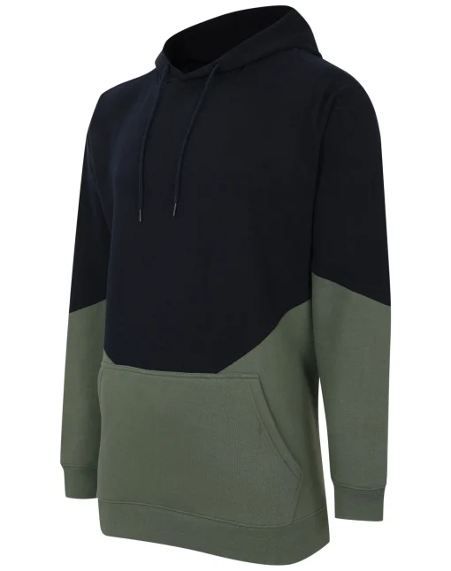 Fashion Bigdude Block Panel Hoody Navy/Sage Green Tall Hoodies