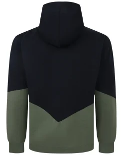 Fashion Bigdude Block Panel Hoody Navy/Sage Green Tall Hoodies