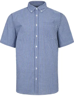 Sale Bigdude Button Down Collar Checked Shirt Royal Blue/White Casual Shirts