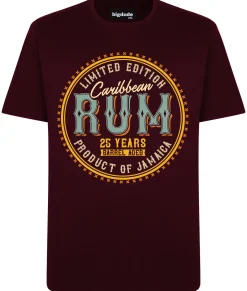 New Bigdude Carribean Rum Print T-Shirt Burgundy T-shirts