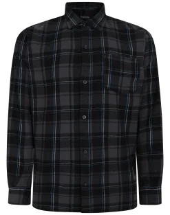 New Bigdude Checked Flannel Long Sleeve Shirt Charcoal/Blue Casual Shirts