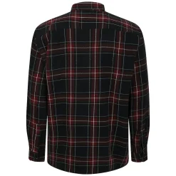 Best Bigdude Checked Flannel Long Sleeve Shirt Burgundy/Black Casual Shirts
