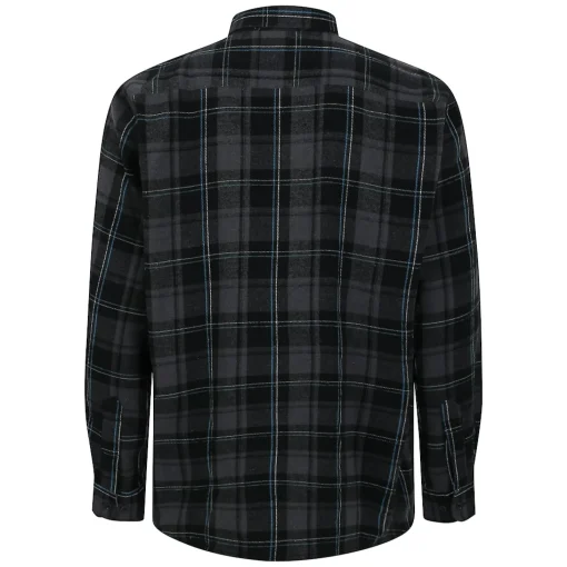 Sale Bigdude Checked Flannel Long Sleeve Shirt Charcoal/Blue Tall Casual Shirts