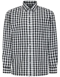 Clearance Bigdude Checked Poplin Long Sleeve Shirt Black/White Casual Shirts