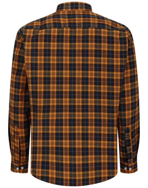 Fashion Bigdude Checked Poplin Long Sleeve Shirt Orange/Black Tall Casual Shirts