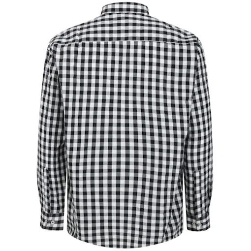 Fashion Bigdude Checked Poplin Long Sleeve Shirt Black/White Tall Casual Shirts