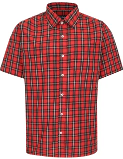 Hot Bigdude Checked Poplin Short Sleeve Shirt Pepper Red/Black Casual Shirts