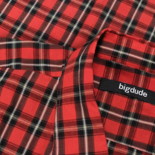 Hot Bigdude Checked Poplin Short Sleeve Shirt Pepper Red/Black Casual Shirts