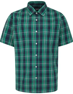 Best Bigdude Checked Poplin Short Sleeve Shirt Green/Navy Tall Casual Shirts