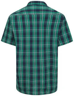Best Bigdude Checked Poplin Short Sleeve Shirt Green/Navy Tall Casual Shirts