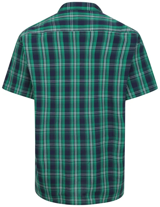 Best Bigdude Checked Poplin Short Sleeve Shirt Green/Navy Tall Casual Shirts