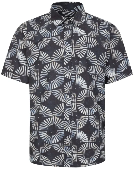 Hot Bigdude Circles Allover Printed Short Sleeve Shirt Charcoal Tall Casual Shirts