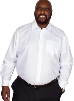 Discount Bigdude Classic Long Sleeve Poplin Shirt White Tall Dress Shirts