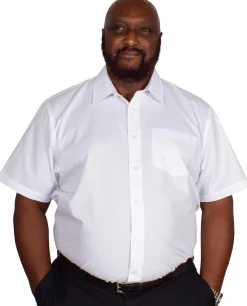 Online Bigdude Classic Short Sleeve Poplin Shirt White Dress Shirts