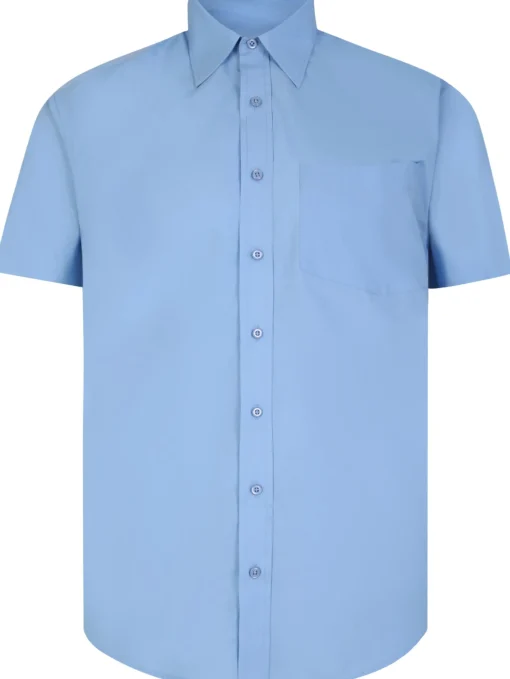 Hot Bigdude Classic Short Sleeve Poplin Shirt Light Blue Dress Shirts