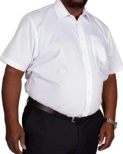 Best Bigdude Classic Short Sleeve Poplin Shirt White Tall Dress Shirts
