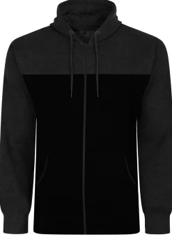 Clearance Bigdude Color Block Zipped Hoody Black/Charcoal Hoodies