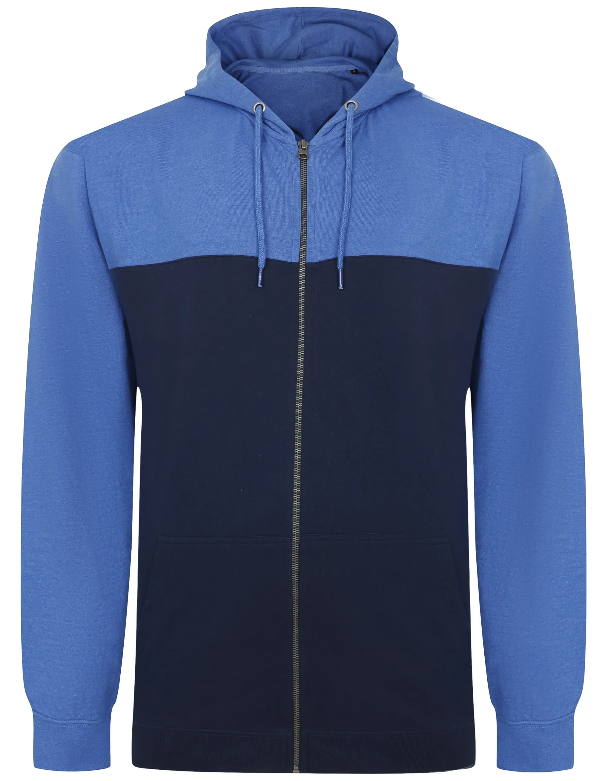 Best Bigdude Color Block Zipped Hoody Navy/Royal Blue Tall Hoodies