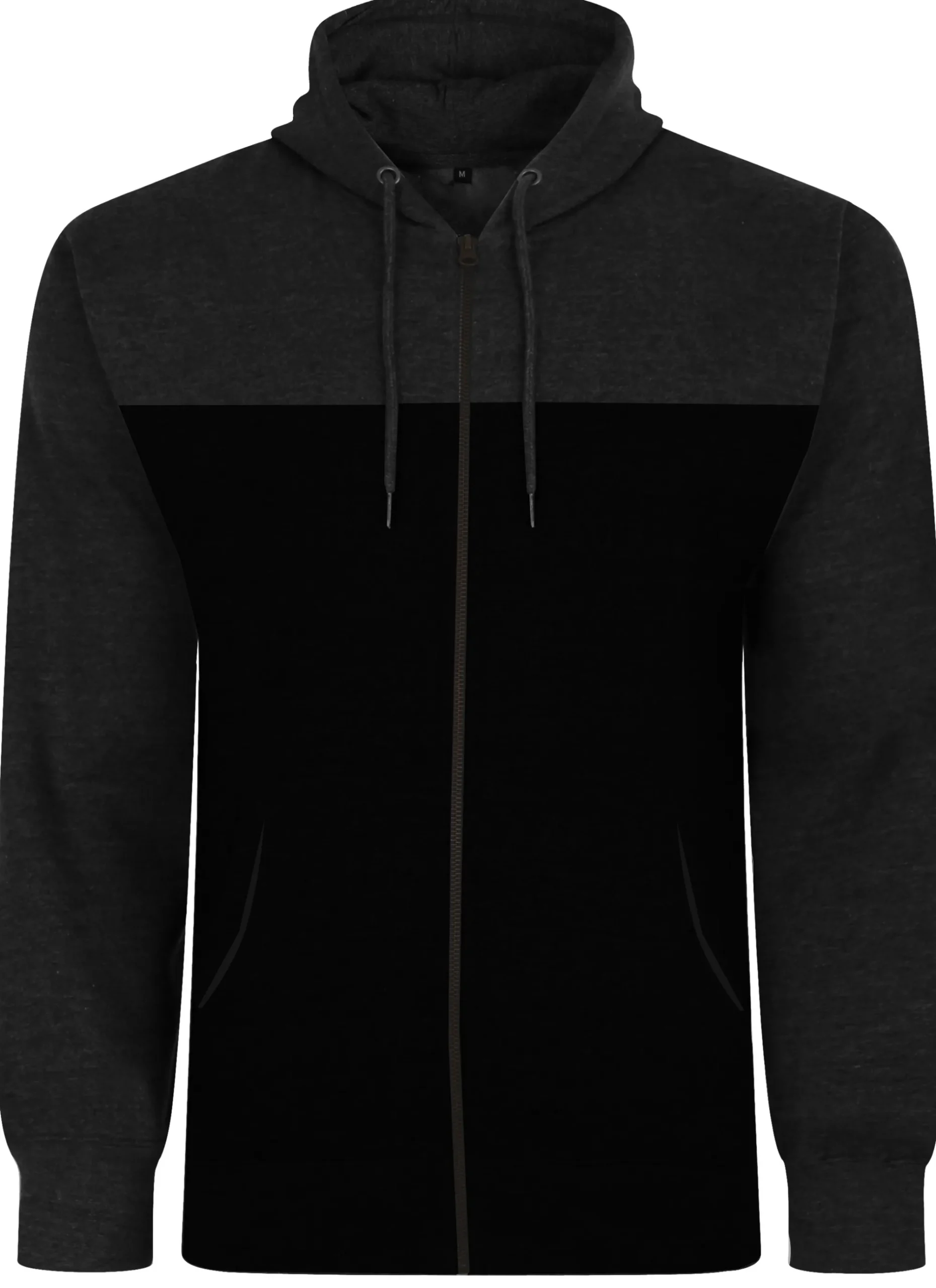 New Bigdude Color Block Zipped Hoody Black/Charcoal Tall Hoodies