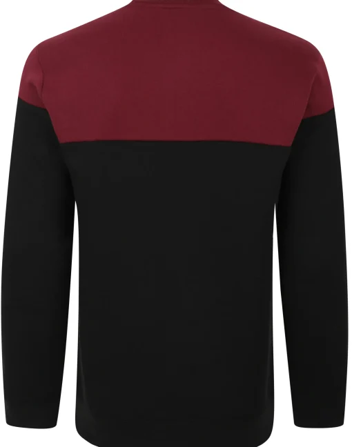 Best Bigdude Colour Block Jumper Black/Burgundy Sweatshirts & Cardigans
