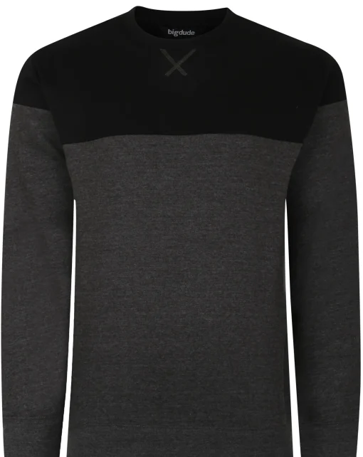 Outlet Bigdude Colour Block Jumper Black/Charcoal Sweatshirts & Cardigans