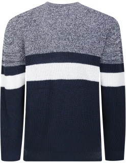 Online Bigdude Colour Block Knitted Jumper Tall Navy Sweatshirts