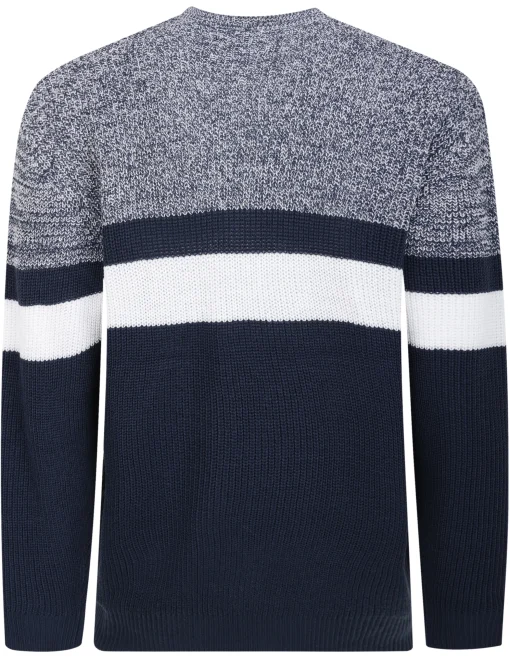 Online Bigdude Colour Block Knitted Jumper Tall Navy Sweatshirts