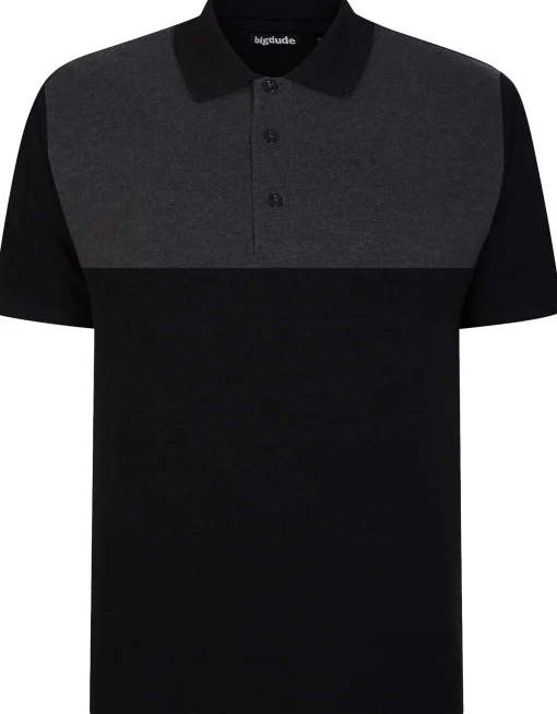 Best Bigdude Colour Block Polo Shirt Black Polo Shirts