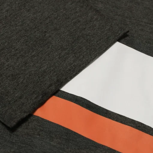 Sale Bigdude Contrast Collar Striped Polo Shirt Charcoal Polo Shirts