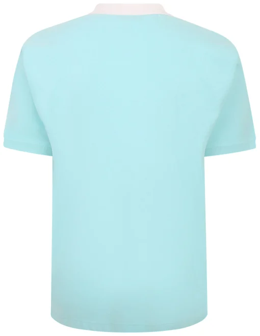 Discount Bigdude Contrast Collar Striped Polo Shirt Turquoise Polo Shirts