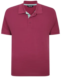 Fashion Bigdude Contrast Placket Polo Shirt Mauve Tall Polo Shirts