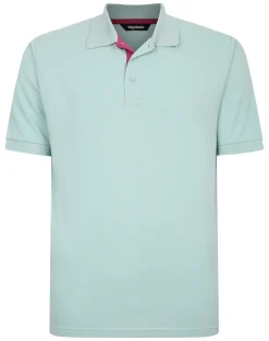 Discount Bigdude Contrast Placket Polo Shirt Turquoise Polo Shirts