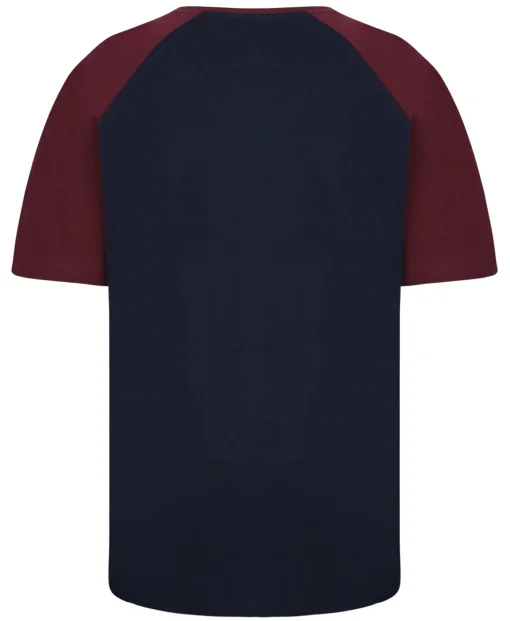 Sale Bigdude Contrast Raglan Sleeve T-Shirt Navy/Burgundy T-shirts