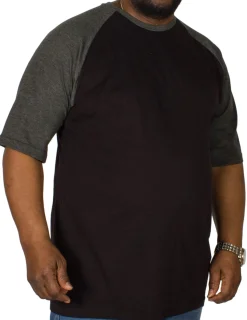 Outlet Bigdude Contrast Raglan Sleeve T-Shirt Black/Charcoal Tall T-shirts