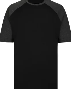 Clearance Bigdude Contrast Raglan Sleeve T-Shirt Black/Charcoal T-shirts