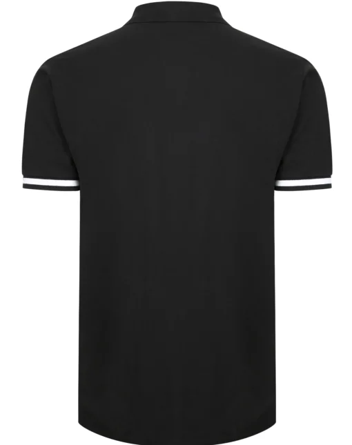 New Bigdude Contrast Stripe Placket With Tipped Cuff Polo Shirt Black Polo Shirts