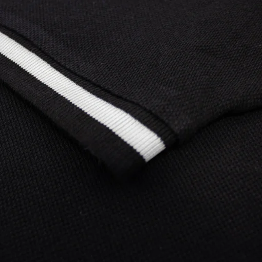 New Bigdude Contrast Stripe Placket With Tipped Cuff Polo Shirt Black Polo Shirts