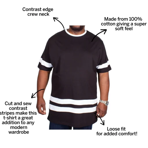 New Bigdude Contrast Stripe T-Shirt Black T-shirts