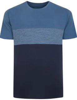 Outlet Bigdude Cut & Sew Space Dye T-Shirt Navy T-shirts
