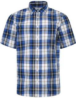 Best Bigdude Cutaway Collar Checked Shirt Royal Blue/White Tall Casual Shirts