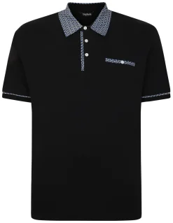 Clearance Bigdude Designer Collar Polo Black Tall Polo Shirts