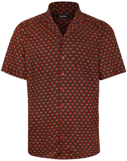Best Bigdude Diamonds Viscose Relaxed Collar Shirt Mustard Tall Casual Shirts